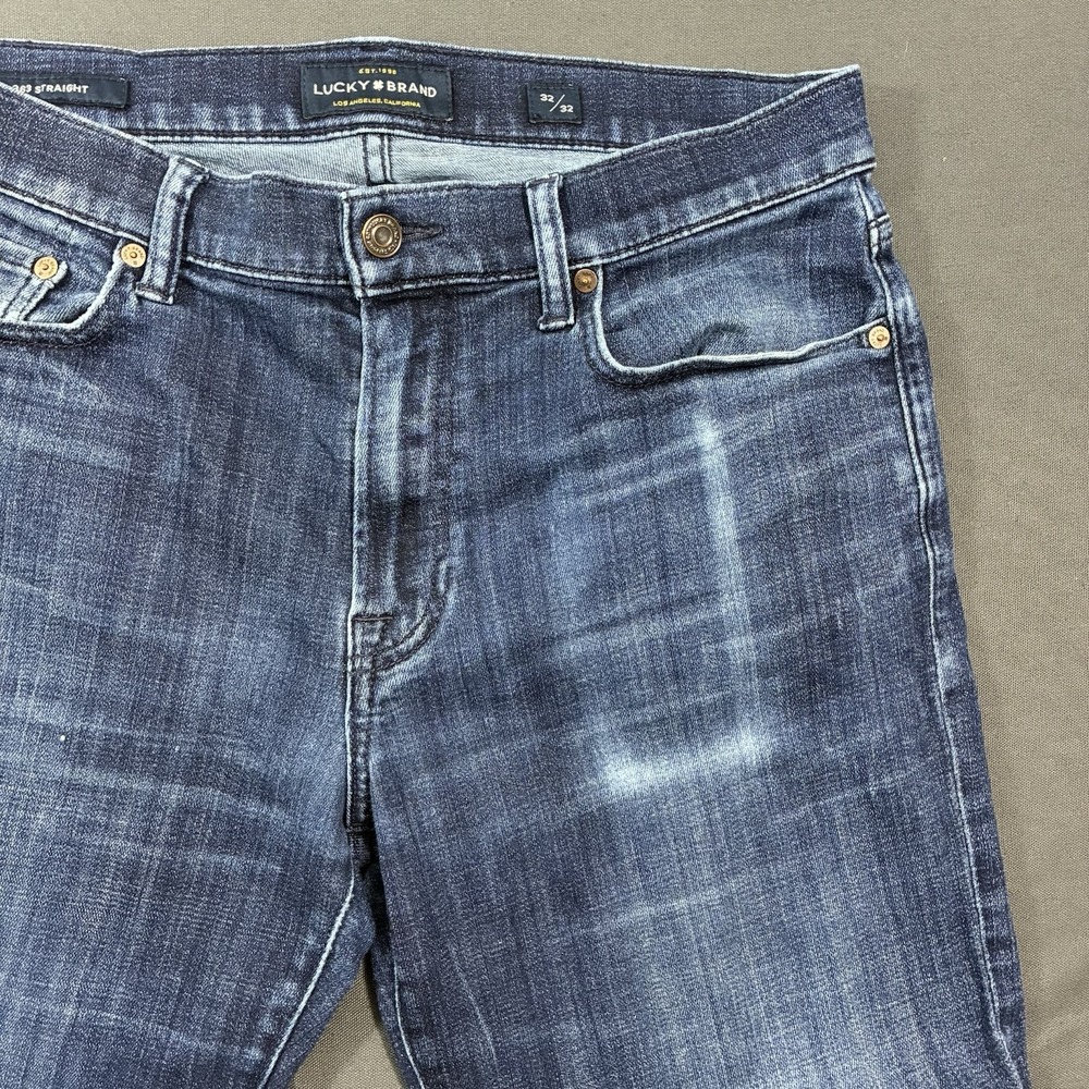 Lucky Brand 363 Straight Jeans Mens 32x32 Blue Medium Wash Stretch Denim